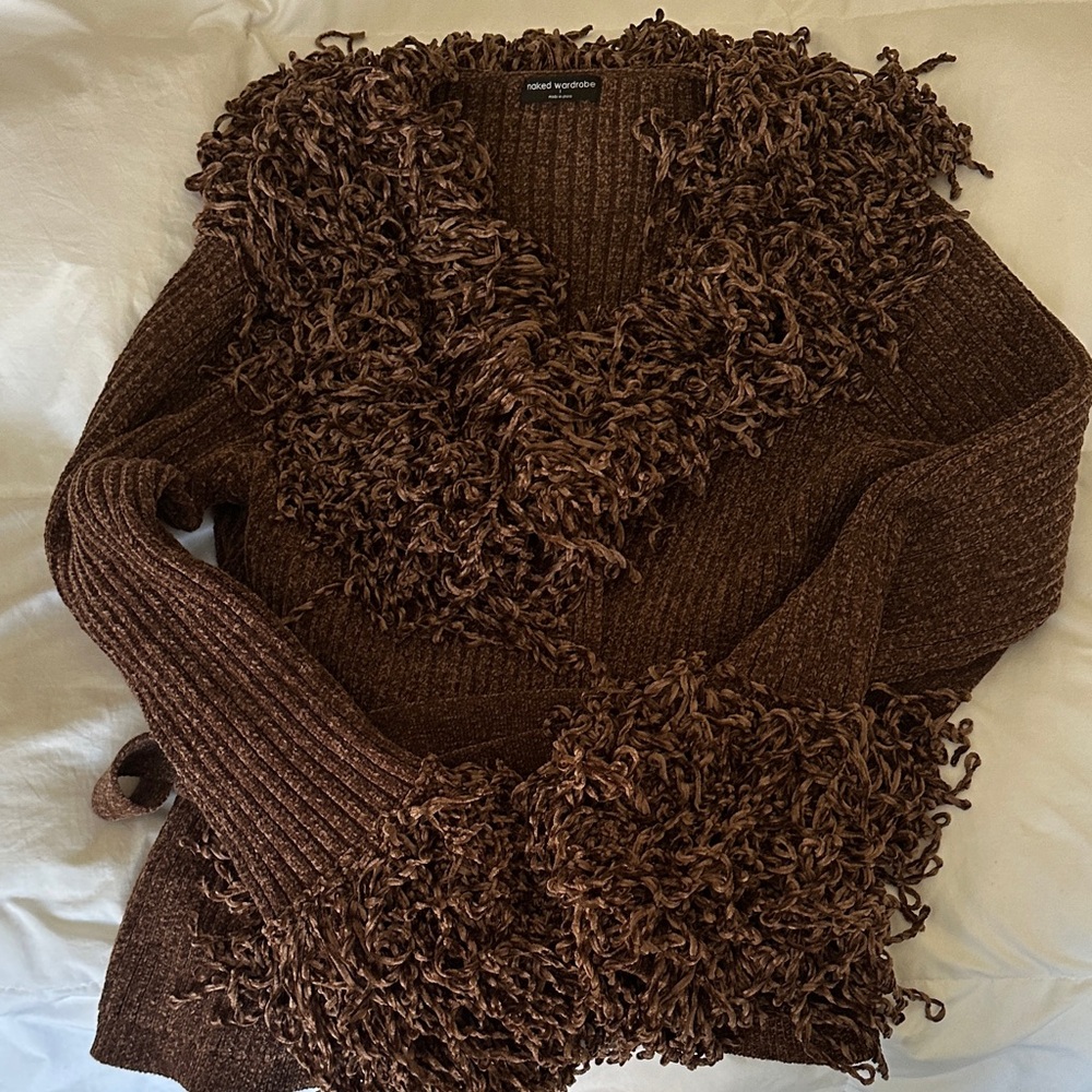 Naked Wardrobe  Brown  Textured Cardigan
